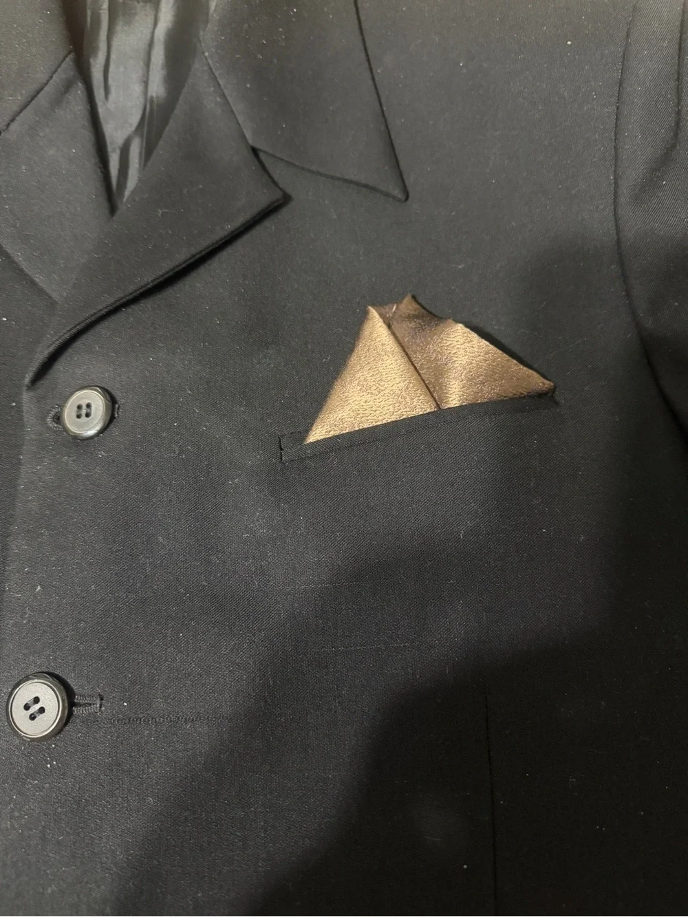 Men's Black four Button Blazer no vent flaps in rear. ☑️